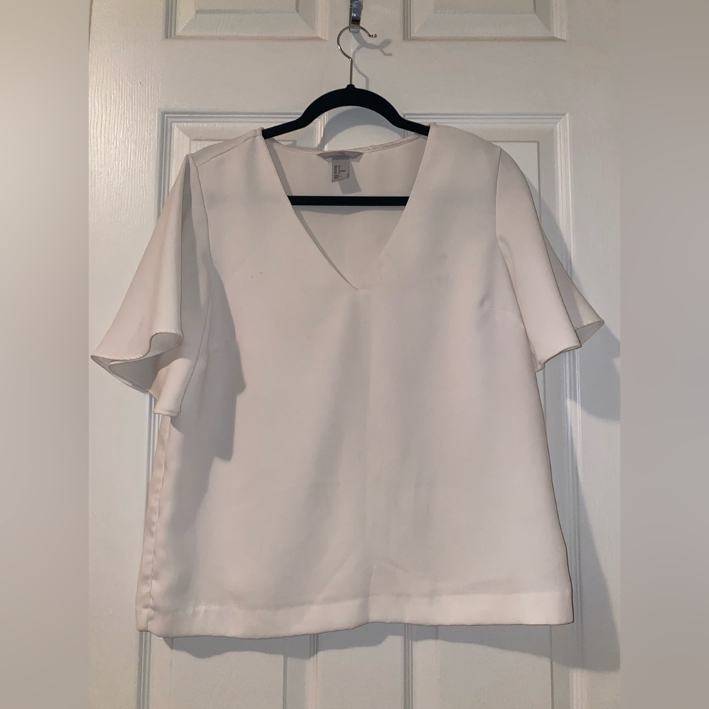 white v-neck blouse